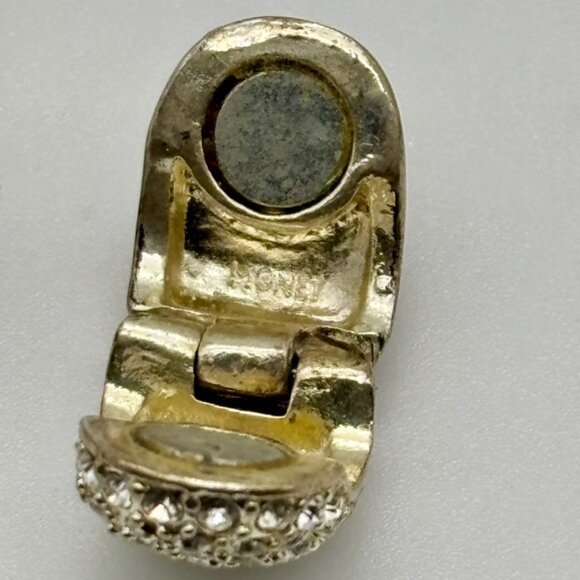 Vintage Monet Magnetic Clip Pave Rhinestone Earrings/Faux Pave Diamonds, Signed - Picture 10 of 10